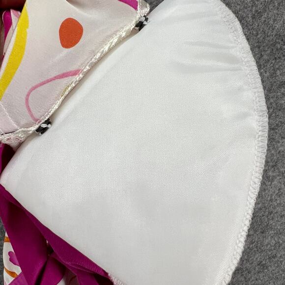 Koos Of Course Vintage Blouse Womens L Pink White Silk Abstract 90s Retro Top - Picture 13 of 14